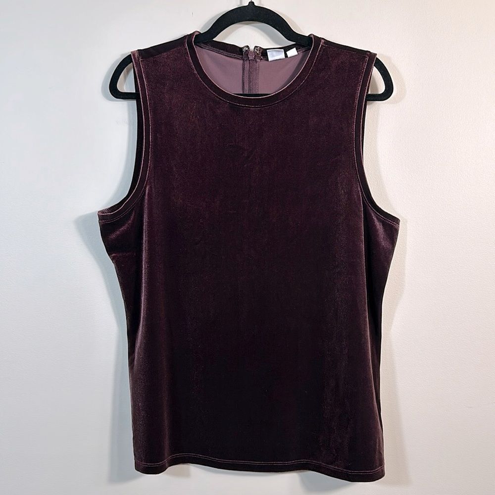 Gap Velvet Tank Top Maroon Vamp Red Sleeveless Festive Women Size Large Tall